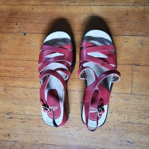 Dansko red leather strappy "Charlie" sandals